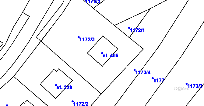 Parcela st. 406 v KÚ Nová Cerekev, Katastrální mapa