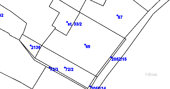 Parcela st. 69 v KÚ Nová Cerekev, Katastrální mapa
