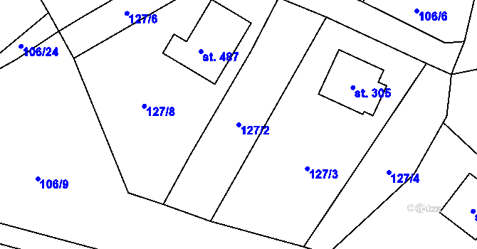 Parcela st. 127/2 v KÚ Nová Cerekev, Katastrální mapa