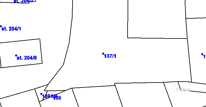 Parcela st. 137/1 v KÚ Nová Cerekev, Katastrální mapa