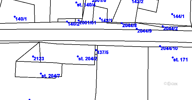 Parcela st. 137/5 v KÚ Nová Cerekev, Katastrální mapa