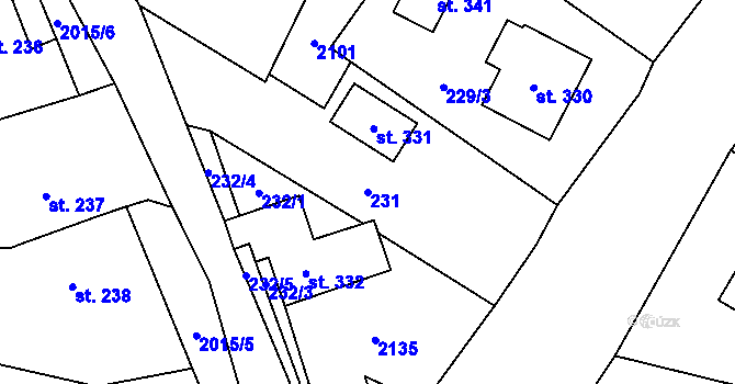 Parcela st. 231 v KÚ Nová Cerekev, Katastrální mapa