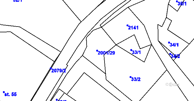 Parcela st. 2001/29 v KÚ Nová Cerekev, Katastrální mapa