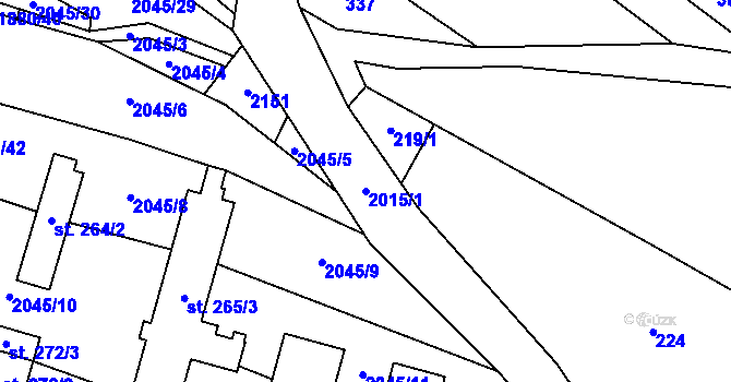 Parcela st. 2015/1 v KÚ Nová Cerekev, Katastrální mapa