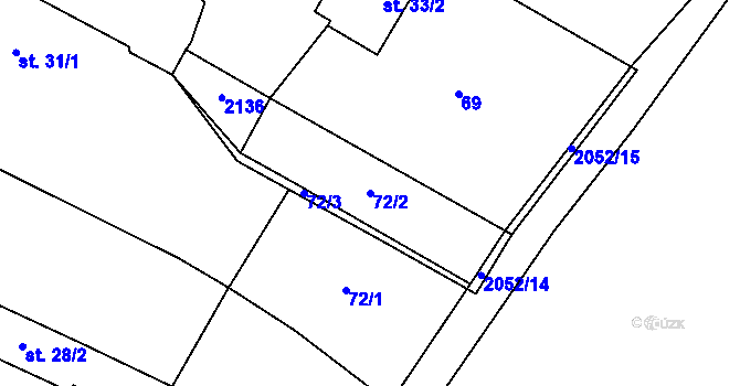 Parcela st. 72/2 v KÚ Nová Cerekev, Katastrální mapa