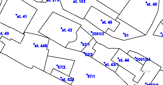 Parcela st. 52/1 v KÚ Nová Cerekev, Katastrální mapa