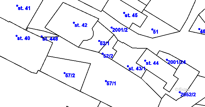 Parcela st. 52/2 v KÚ Nová Cerekev, Katastrální mapa