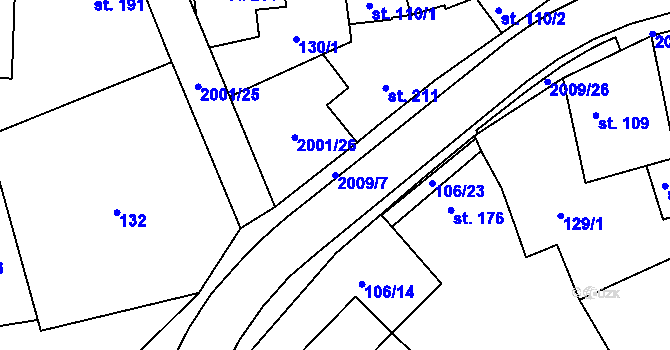 Parcela st. 2009/7 v KÚ Nová Cerekev, Katastrální mapa