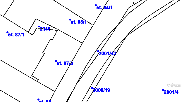 Parcela st. 2001/42 v KÚ Nová Cerekev, Katastrální mapa