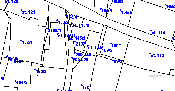 Parcela st. 115/1 v KÚ Nová Cerekev, Katastrální mapa