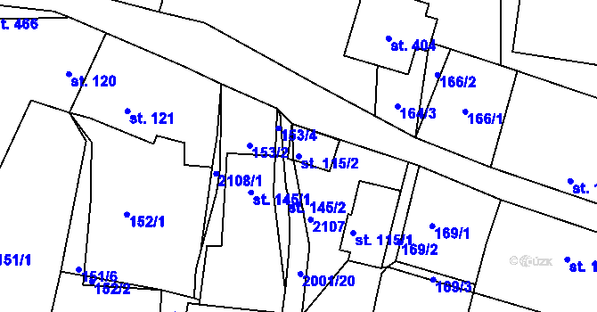 Parcela st. 115/2 v KÚ Nová Cerekev, Katastrální mapa