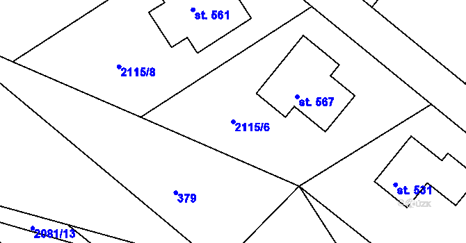 Parcela st. 2115/6 v KÚ Nová Cerekev, Katastrální mapa
