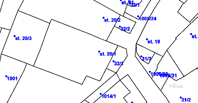 Parcela st. 20/1 v KÚ Stanovice u Nové Cerekve, Katastrální mapa