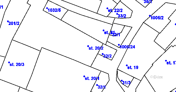 Parcela st. 20/2 v KÚ Stanovice u Nové Cerekve, Katastrální mapa