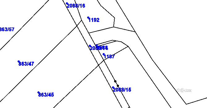 Parcela st. 1187 v KÚ Stanovice u Nové Cerekve, Katastrální mapa