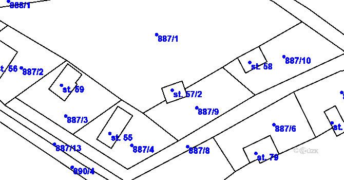 Parcela st. 57/2 v KÚ Stanovice u Nové Cerekve, Katastrální mapa