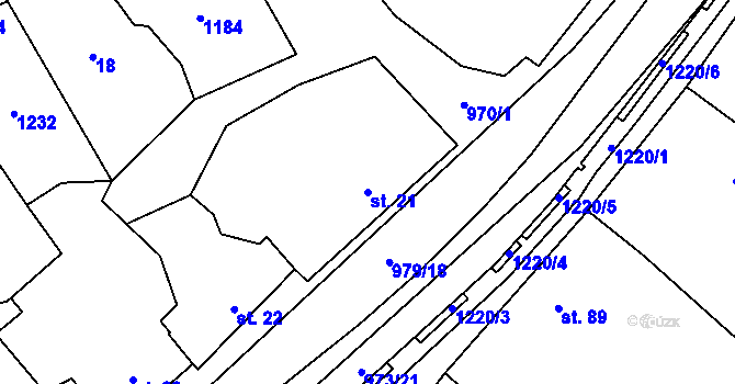Parcela st. 21 v KÚ Nová Dědina, Katastrální mapa