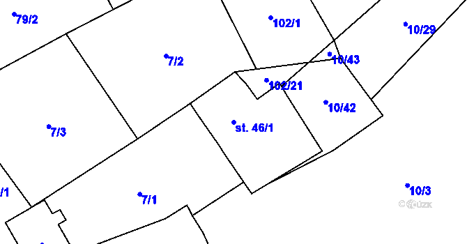 Parcela st. 46/1 v KÚ Nová Dědina, Katastrální mapa