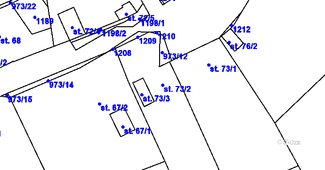 Parcela st. 73/2 v KÚ Nová Dědina, Katastrální mapa