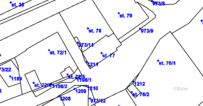 Parcela st. 77 v KÚ Nová Dědina, Katastrální mapa