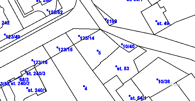 Parcela st. 5 v KÚ Nová Dědina, Katastrální mapa