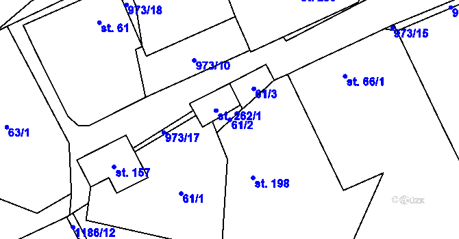 Parcela st. 61/2 v KÚ Nová Dědina, Katastrální mapa