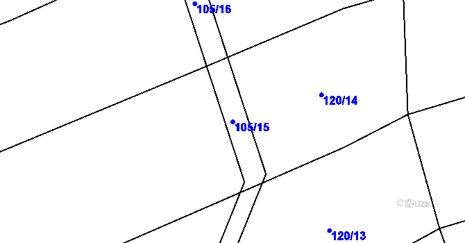 Parcela st. 105/15 v KÚ Nová Dědina, Katastrální mapa