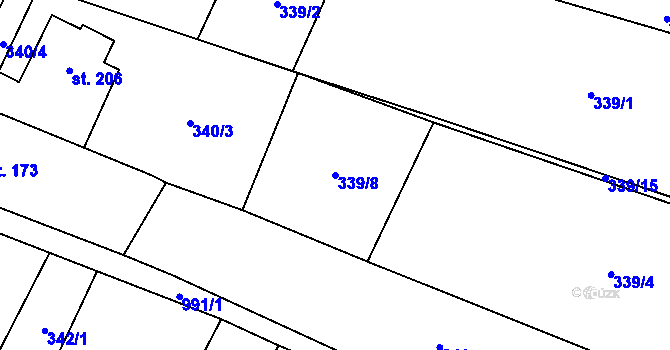 Parcela st. 339/8 v KÚ Nová Dědina, Katastrální mapa