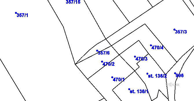Parcela st. 357/6 v KÚ Nová Dědina, Katastrální mapa