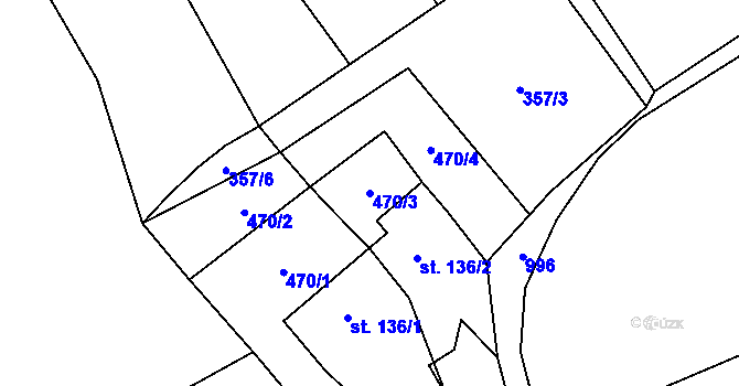 Parcela st. 470/3 v KÚ Nová Dědina, Katastrální mapa