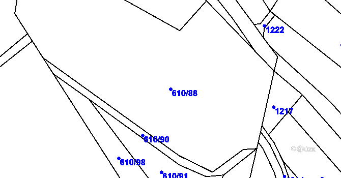 Parcela st. 610/88 v KÚ Nová Dědina, Katastrální mapa