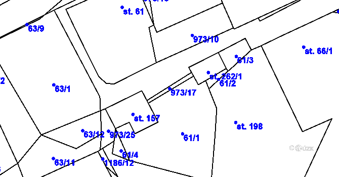 Parcela st. 973/17 v KÚ Nová Dědina, Katastrální mapa
