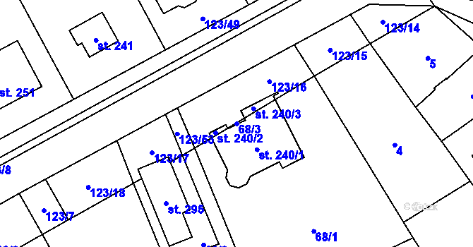 Parcela st. 68/3 v KÚ Nová Dědina, Katastrální mapa
