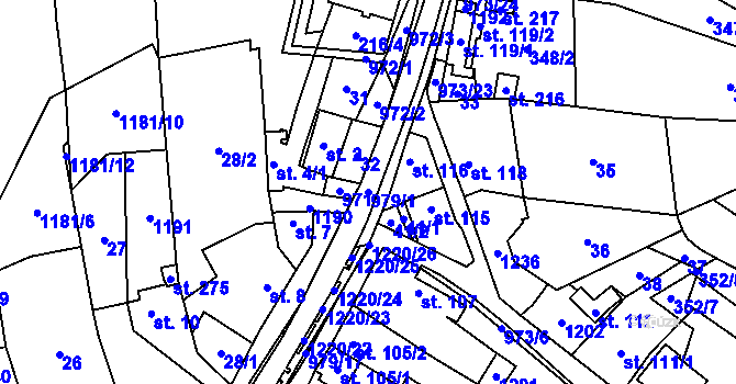 Parcela st. 979/1 v KÚ Nová Dědina, Katastrální mapa