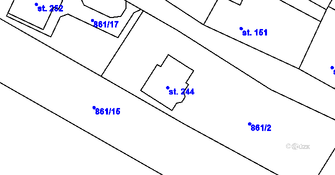 Parcela st. 244 v KÚ Nová Dědina, Katastrální mapa