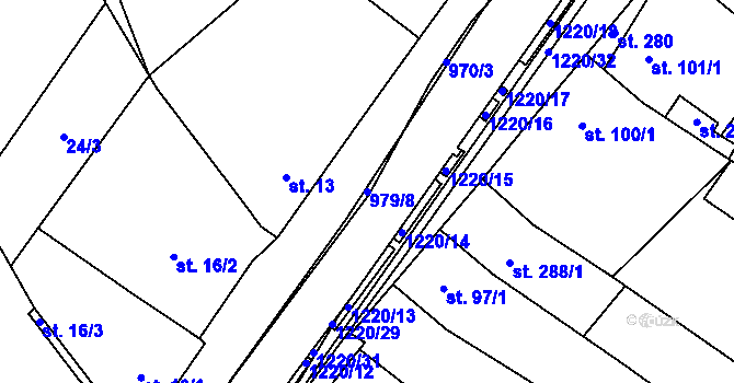 Parcela st. 979/8 v KÚ Nová Dědina, Katastrální mapa