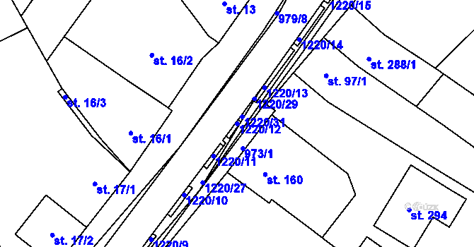Parcela st. 1220/12 v KÚ Nová Dědina, Katastrální mapa