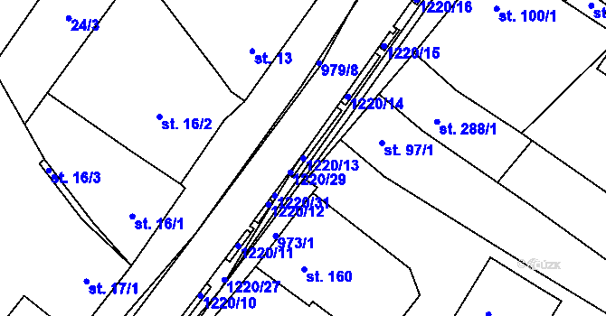 Parcela st. 1220/13 v KÚ Nová Dědina, Katastrální mapa