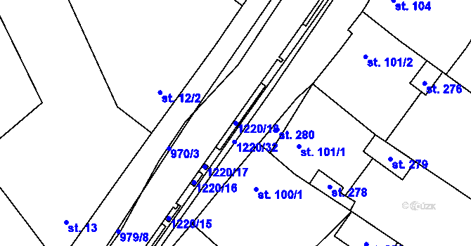Parcela st. 1220/18 v KÚ Nová Dědina, Katastrální mapa