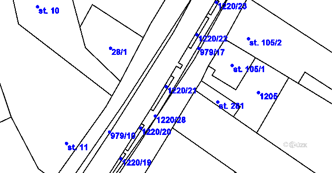Parcela st. 1220/21 v KÚ Nová Dědina, Katastrální mapa