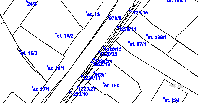 Parcela st. 1220/29 v KÚ Nová Dědina, Katastrální mapa