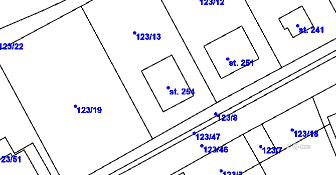 Parcela st. 254 v KÚ Nová Dědina, Katastrální mapa