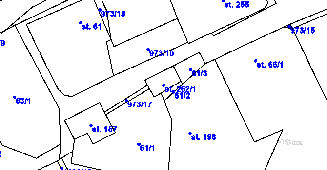 Parcela st. 262/1 v KÚ Nová Dědina, Katastrální mapa
