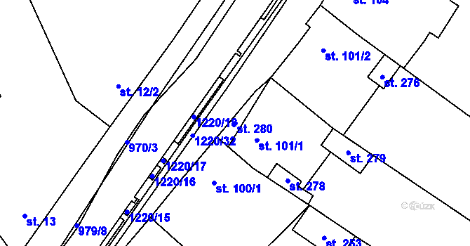 Parcela st. 280 v KÚ Nová Dědina, Katastrální mapa