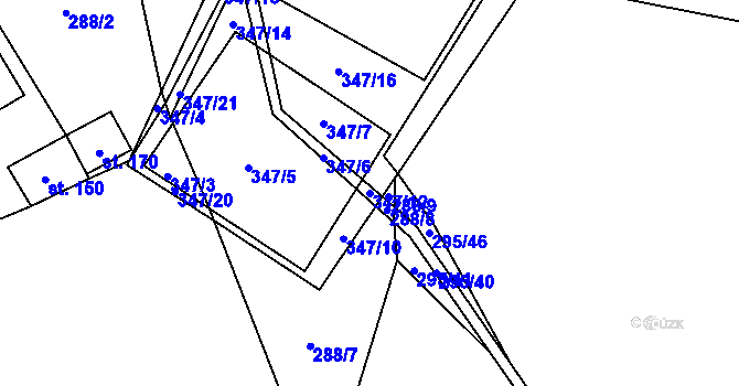 Parcela st. 347/12 v KÚ Nová Dědina u Konice, Katastrální mapa