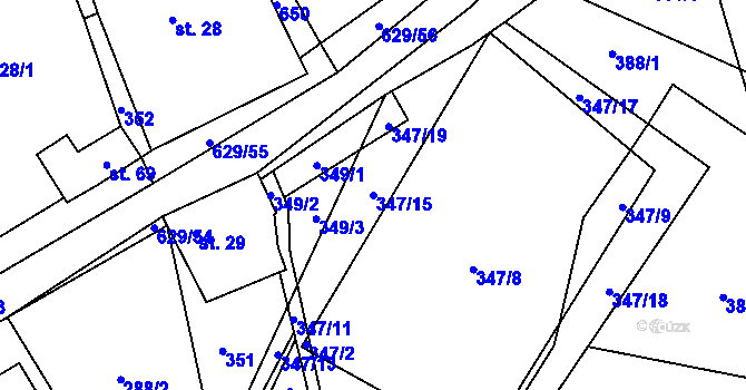 Parcela st. 347/15 v KÚ Nová Dědina u Konice, Katastrální mapa