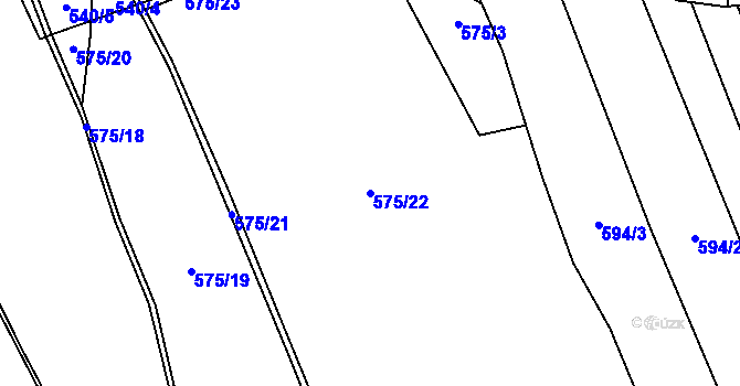 Parcela st. 575/22 v KÚ Nová Dědina u Konice, Katastrální mapa