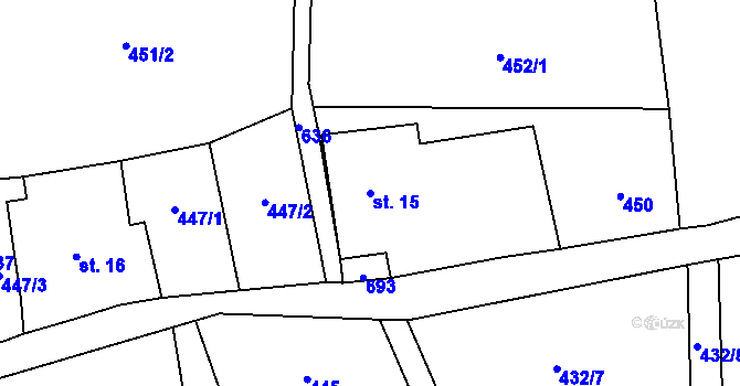 Parcela st. 15 v KÚ Nová Dědina u Konice, Katastrální mapa
