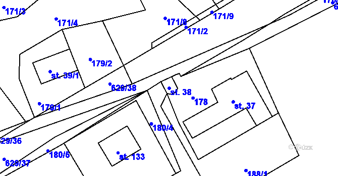 Parcela st. 38 v KÚ Nová Dědina u Konice, Katastrální mapa