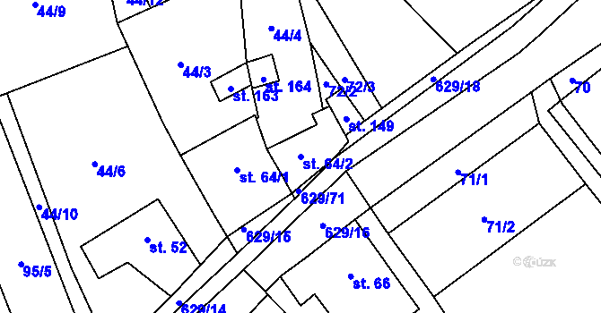 Parcela st. 64/2 v KÚ Nová Dědina u Konice, Katastrální mapa